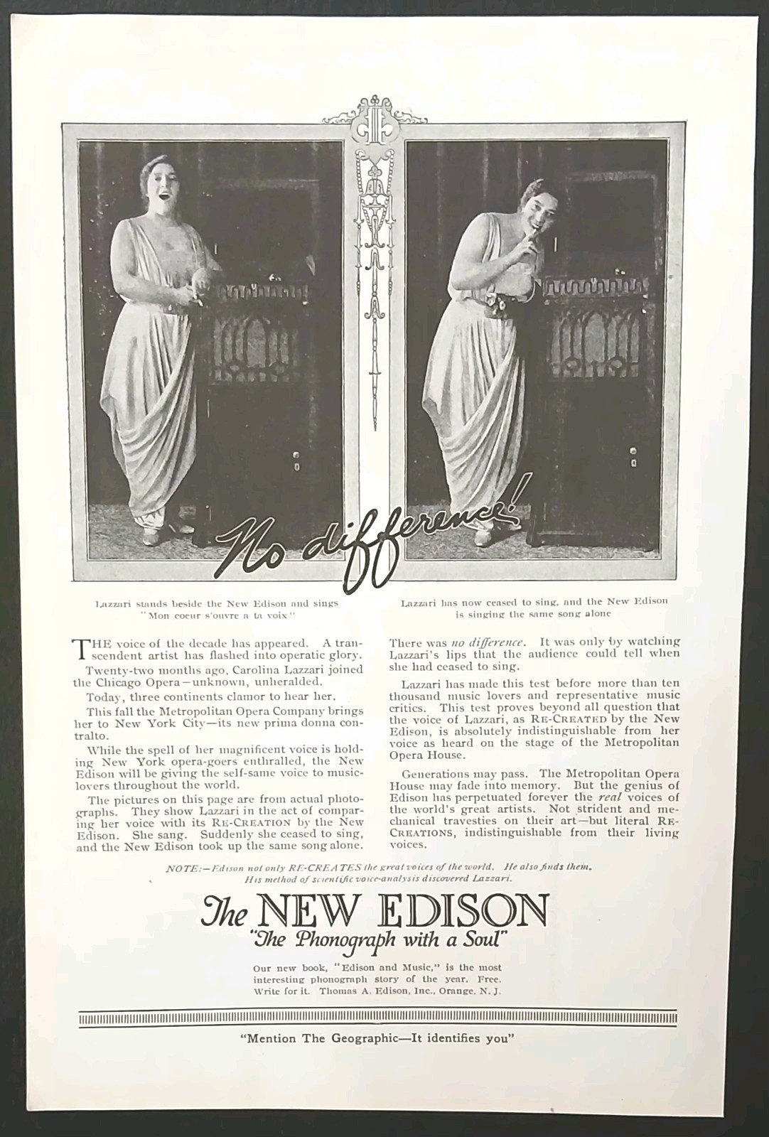 1919 Original Print Advertisement Full Page - The New Edison Phonograph Antique 1919 Original Print Advertisement Full Page - The New Edison Phonograph Antique