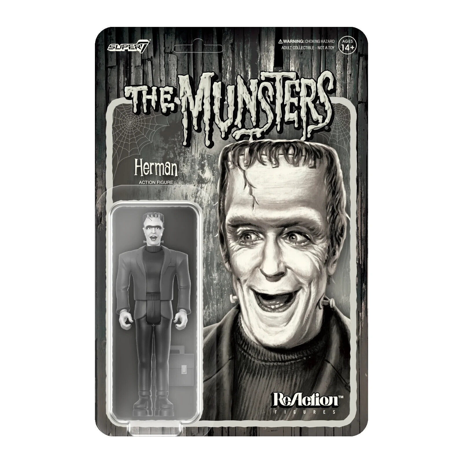 Herman The Munsters Grayscale Super7 Reaction Action Figure
