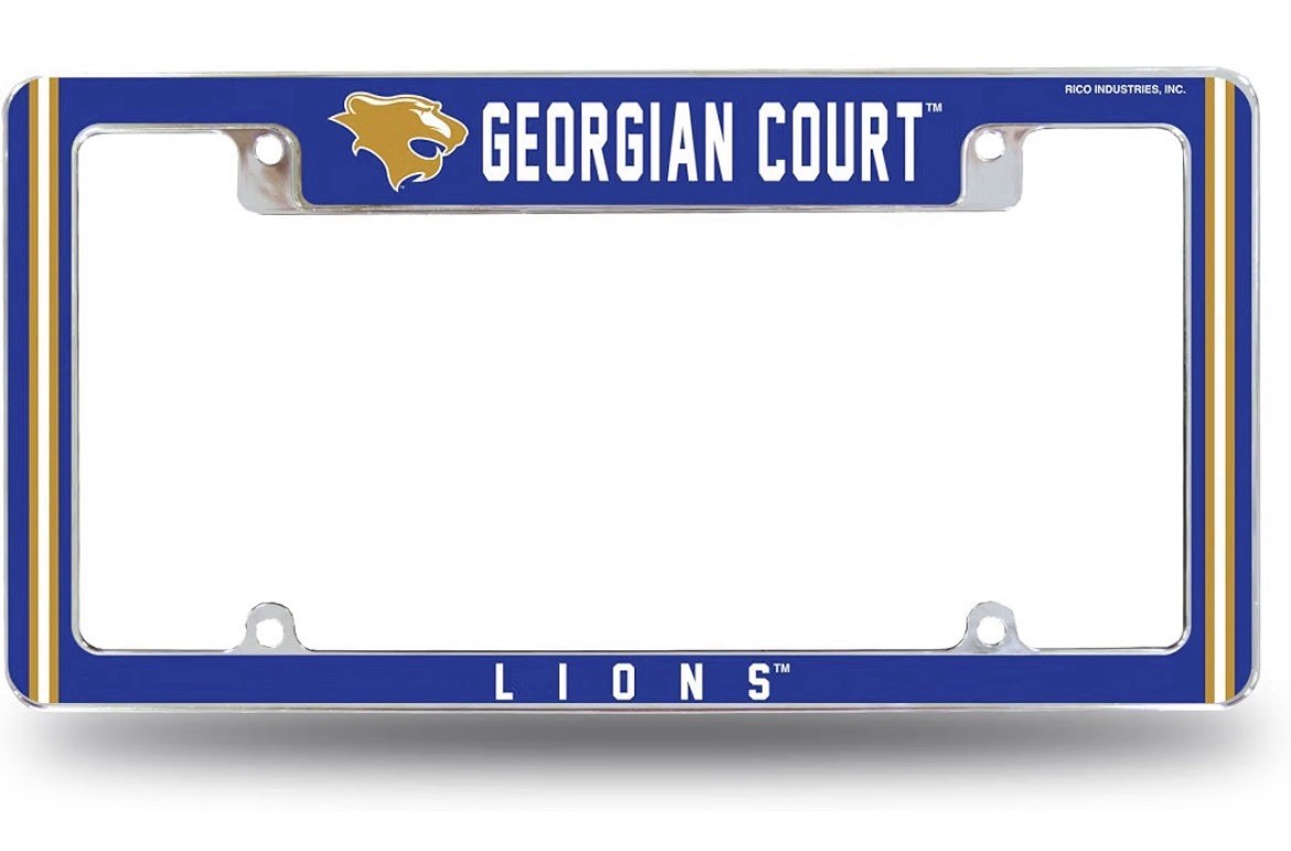 Georgian Court Lions Chrome License Plate Frame - New