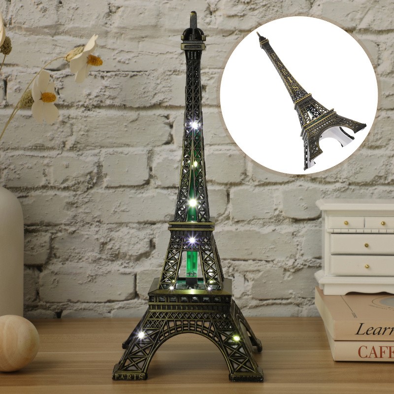 Paris Eiffel Tower LED Light Metal Model Vintage Architecture Desktop Decor Gift