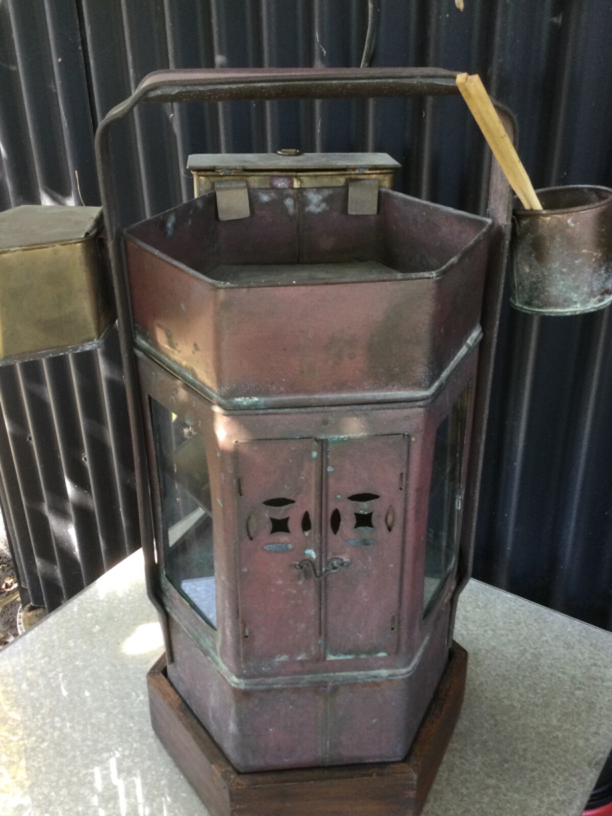 Antique Vintage BRASS SIX SIDED ASIAN NOODLE STAND CART