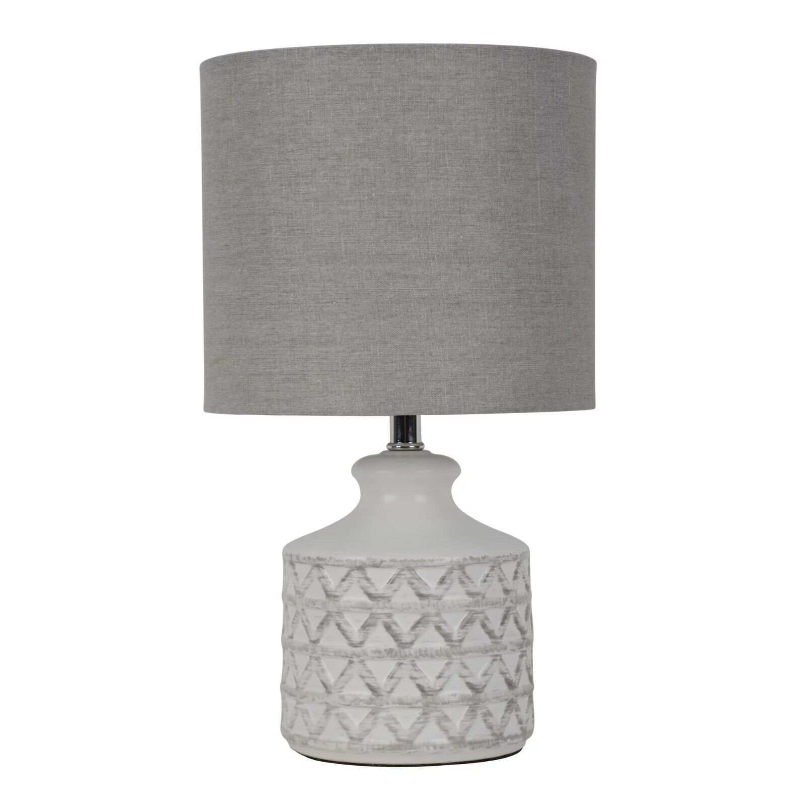 Diamond Weave Ceramic Table Lamp, Distressed White