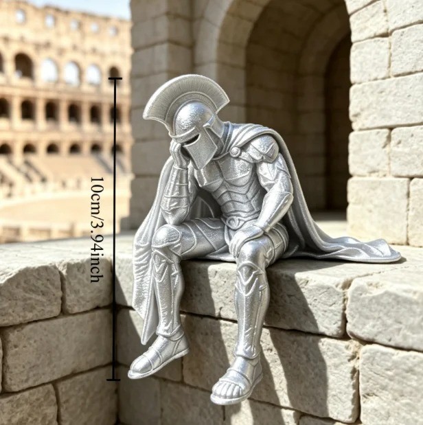 Ancient Greek Style Thinking Spartan Warrior Figurine 3D‑Printed Sitting Helmet Ancient Greek Style Thinking Spartan Warrior Figurine 3D‑Printed Sitting Helmet