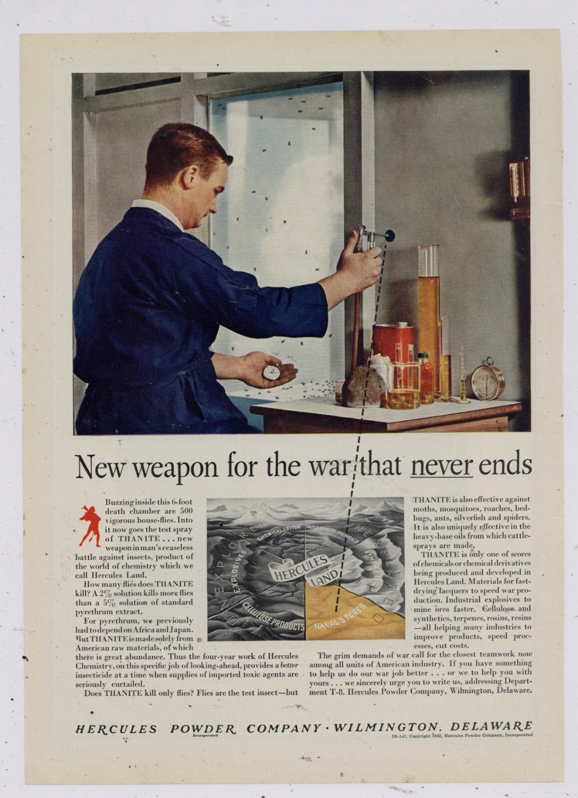 1942 Hercules Powder Co. ad: Intro of THANITE - Wilmington, Delaware 1942 Hercules Powder Co. ad: Intro of THANITE - Wilmington, Delaware