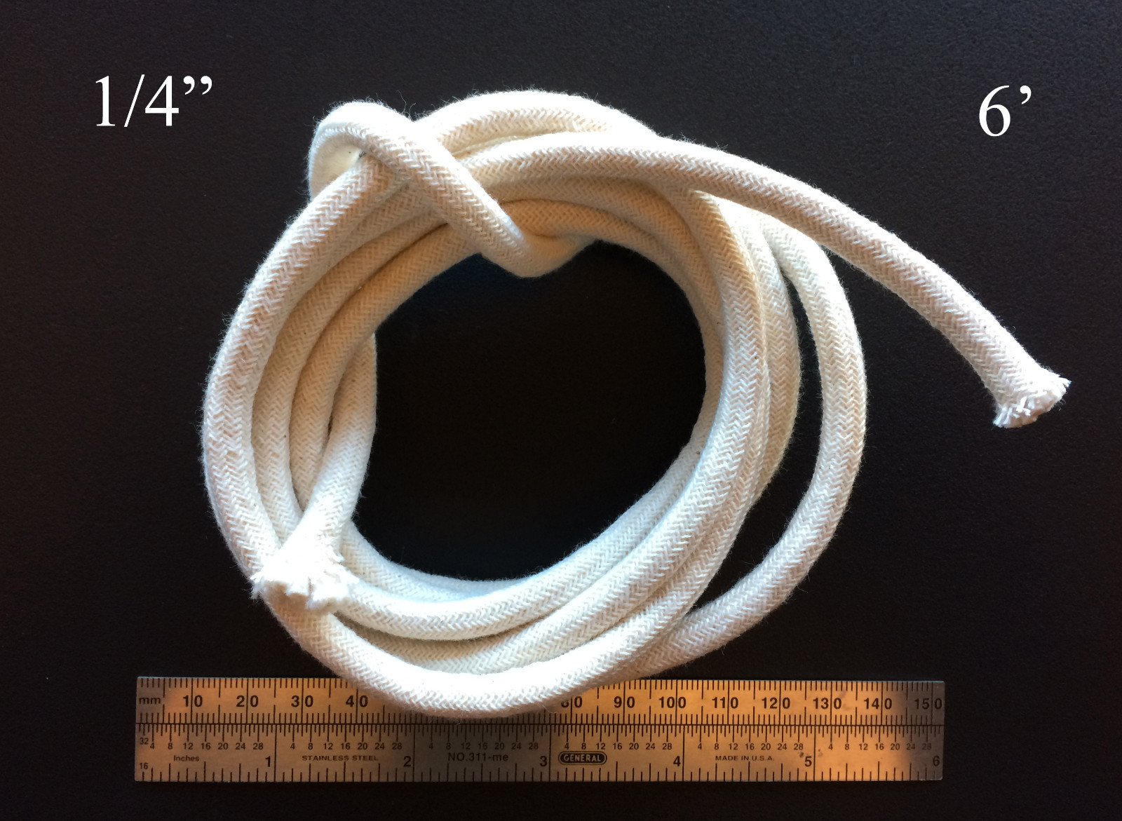 1/4 Round Cotton Wick 6\' Kerosene Lantern Lamp Tiki Rock Candle Wick USA Seller