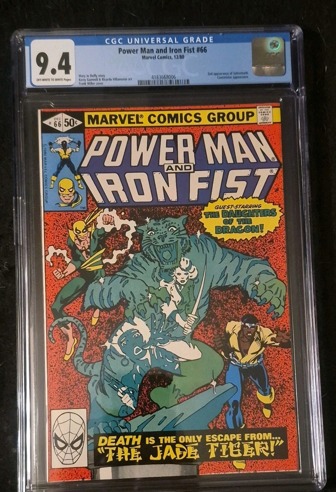 Power Man and Iron Fist #66 CGC 9.4#4183668006  Marvel 1980 Frank Miller Cover#