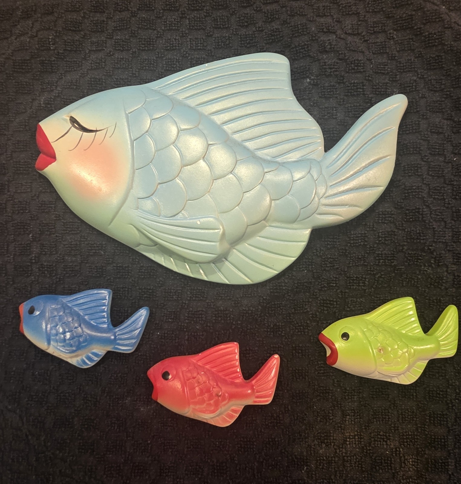 VINTAGE Miller Studio chalkboard COLORFUL FISH WALL PLAQUES SET OF 4