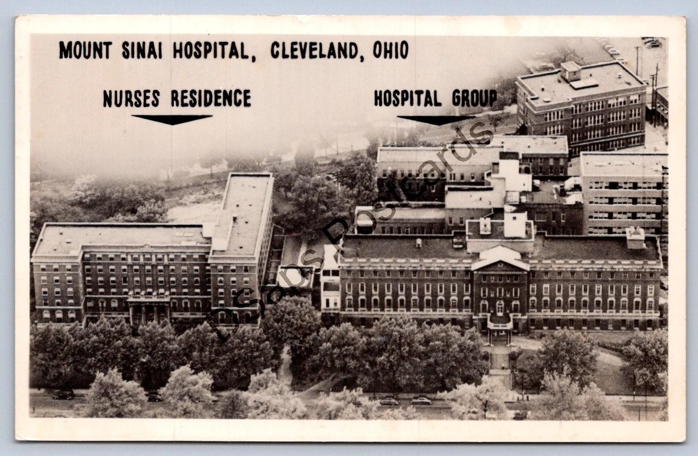 K66/ Cleveland Ohio RPPC Postcard c1950s Mount Sinai Hospital Birdseye 349