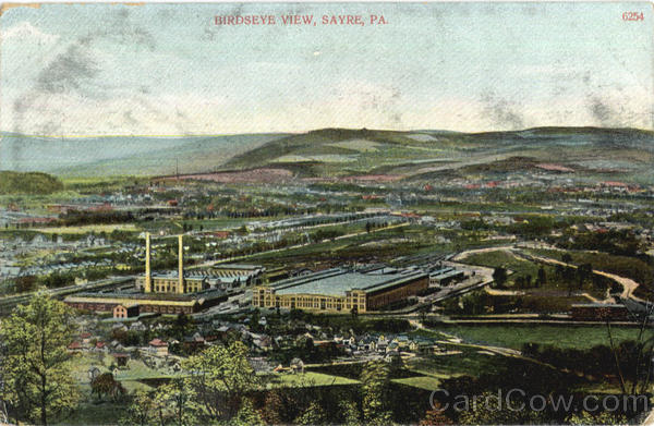 Sayre,PA Birdseye View Bradford County Pennsylvania A.C. Bosselman & Co. Vintage