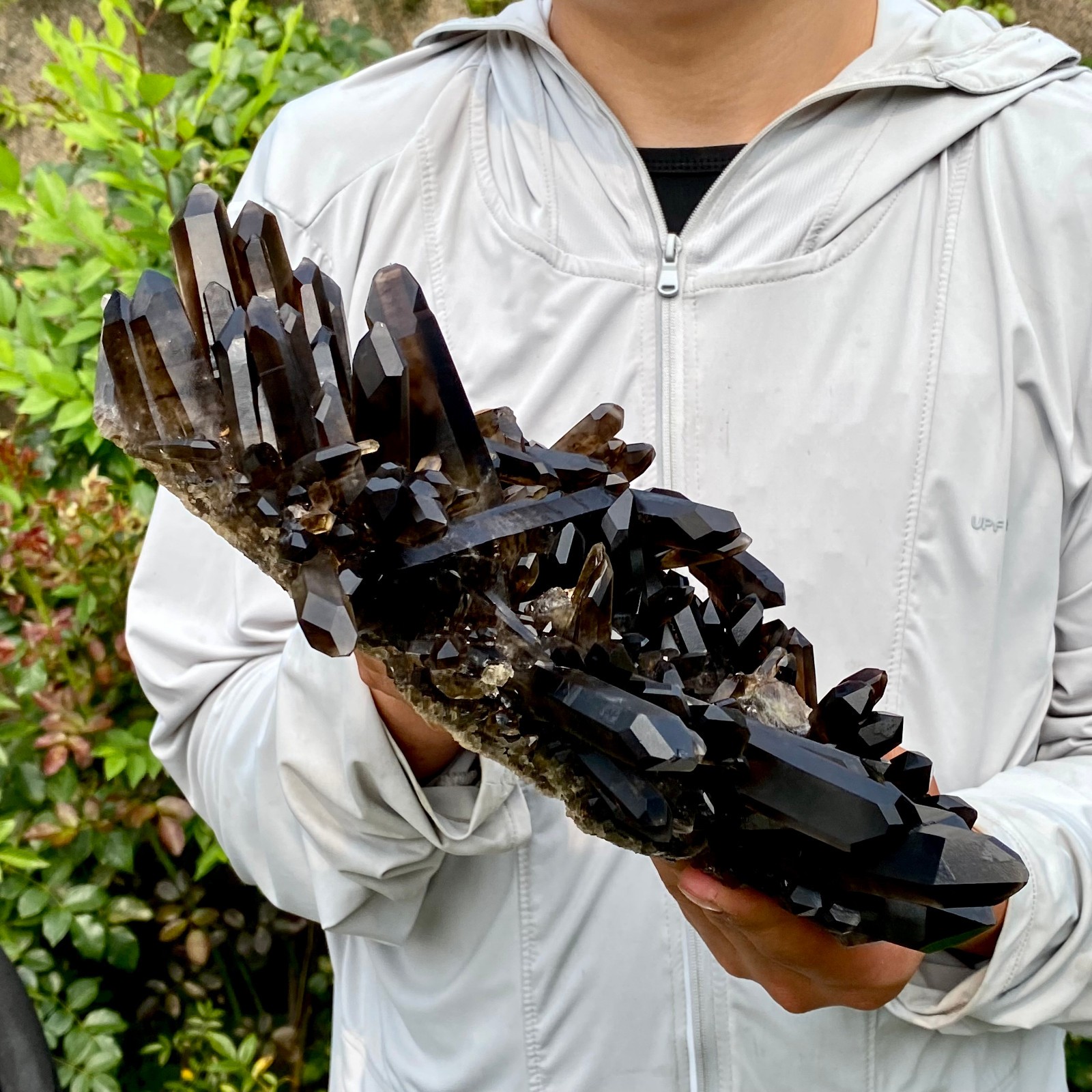 4.1LB   New Black Phantom Quartz Crystal Cluster Mineral Specimen Spiritual The