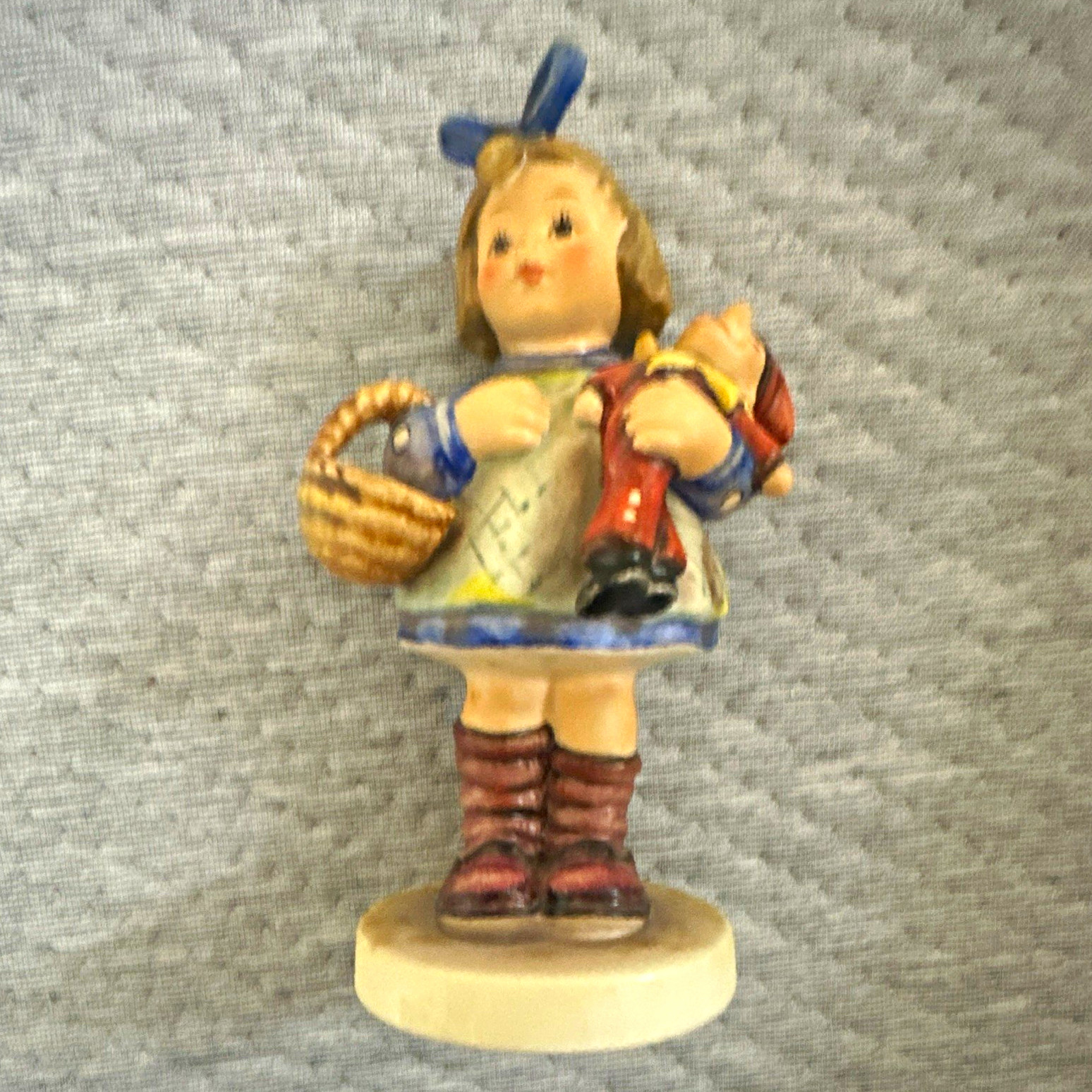 GOEBEL Painted Ceramic Girl  Holding Basket & Doll M I HUMMEL What Now 422