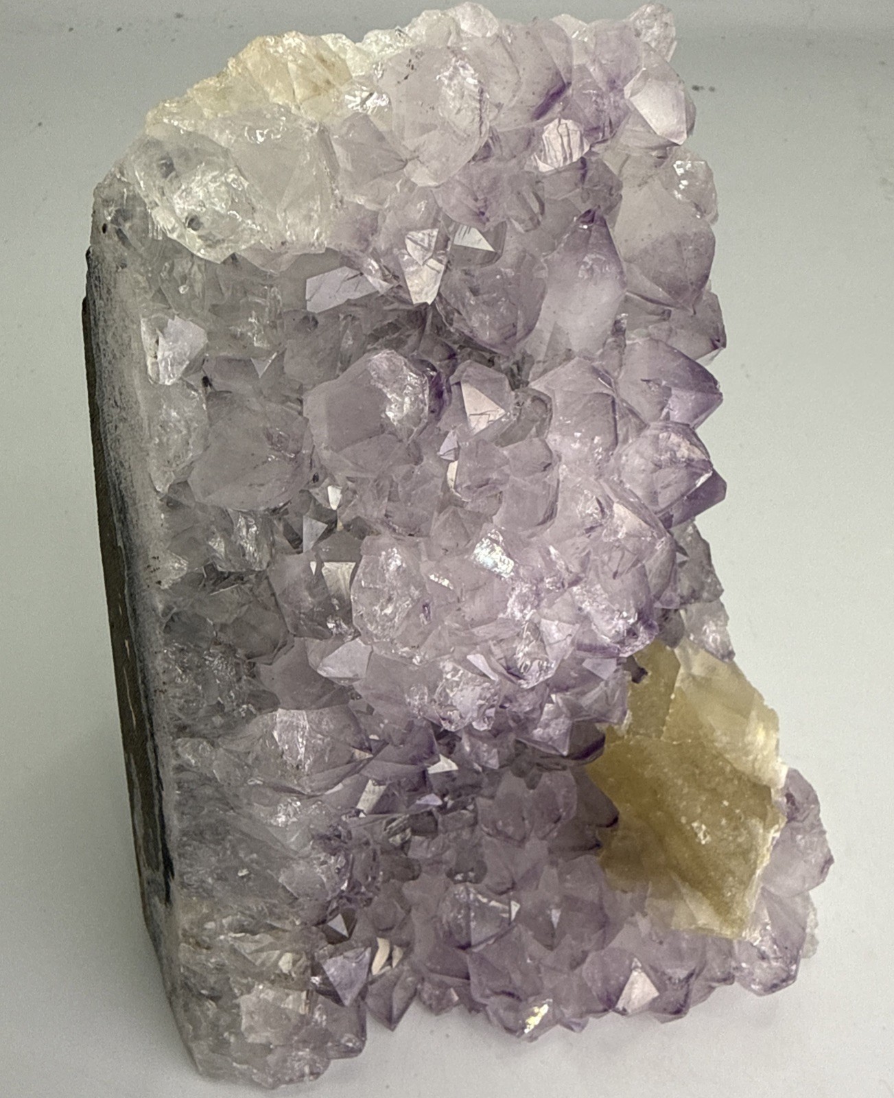 Large 6 3/4 LB Natural Phantom Amethyst W/ Calcite Cut Base Specimen Minerals 