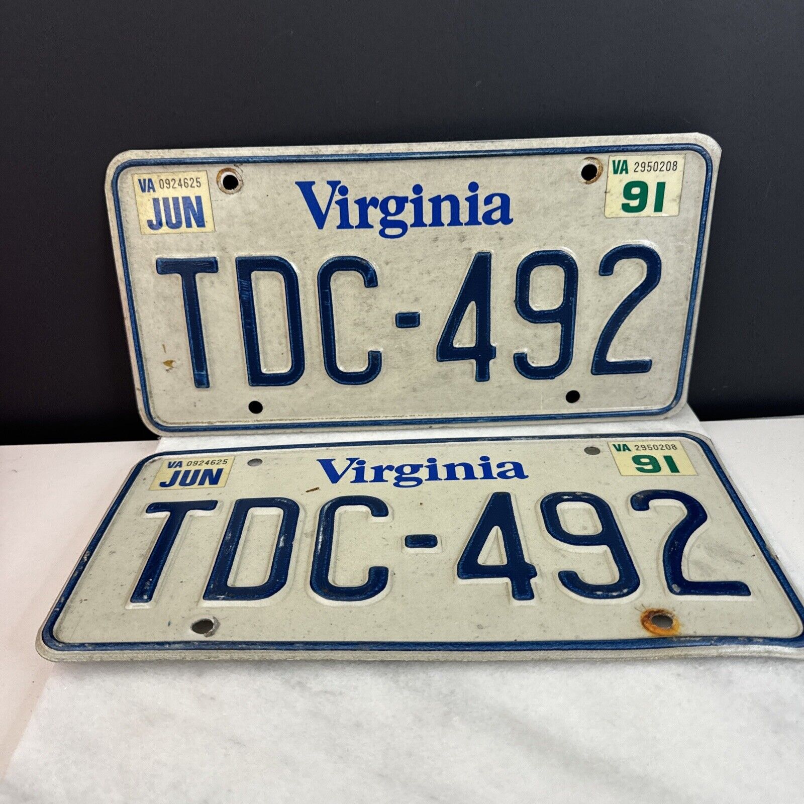 Virginia TDC – 492 1991 Vintage License plate