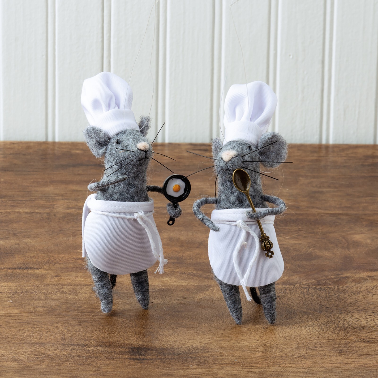 Primitives By Kathy Felt Mouse Ornament Kitchen Mice Set 2 Chef Critter Cook 