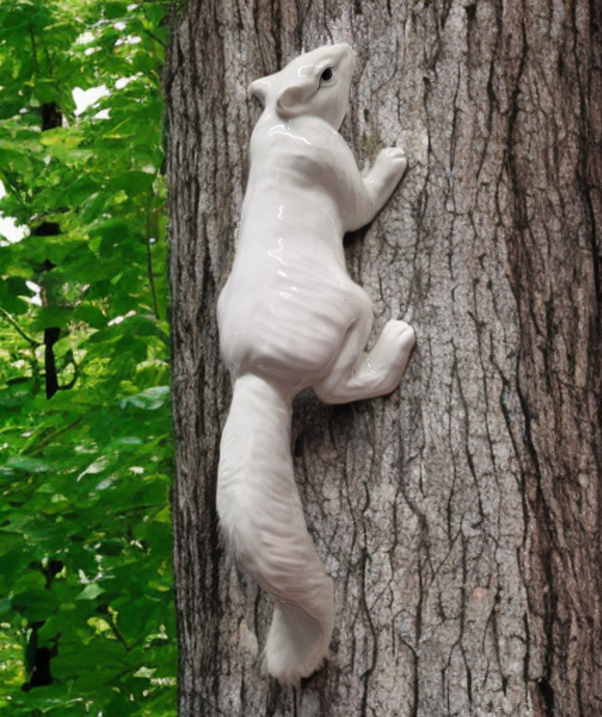 Ceramic White Squirrel Climber