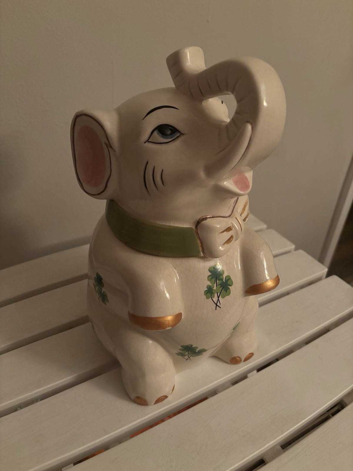 Vintage 1940\'s Shawnee Lucky The Elephant Cookie Jar Gold Bow
