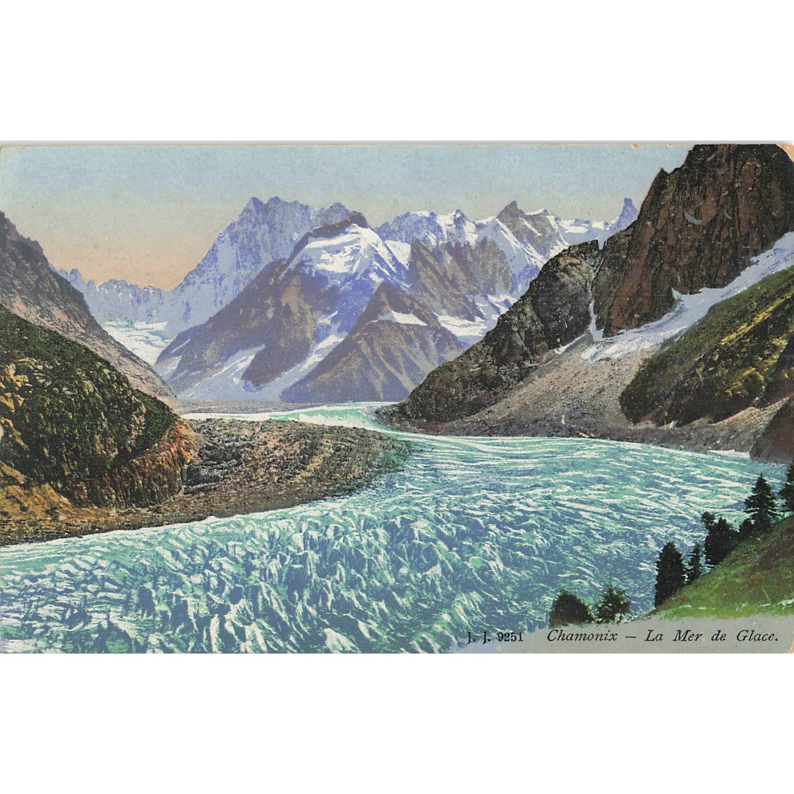 VTG Chamonix La Mer de Glace Glacier Postcard Jullien Freres French Alps J.J.