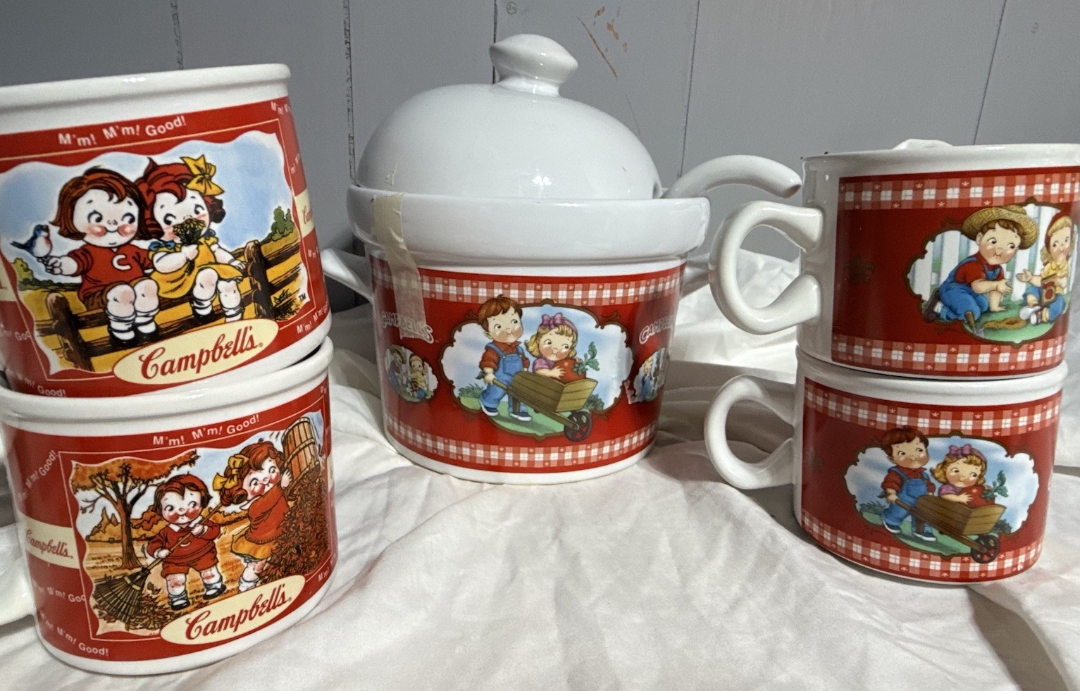 8 Lot Vintage Campbell's Soup  1997-2004 Westwood Bowl Cups Mug Pot Lids Ladle