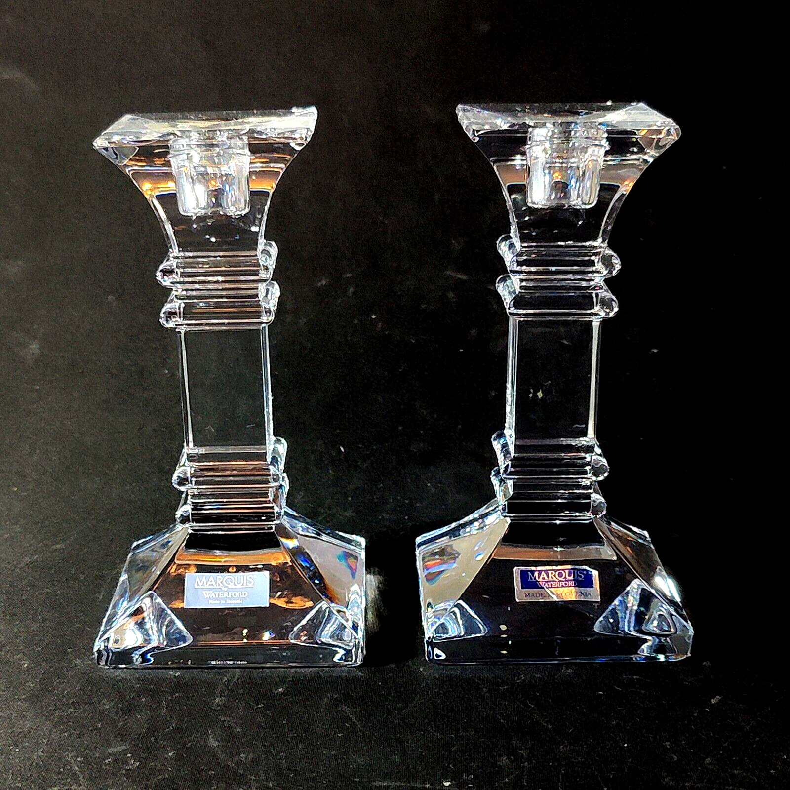 WATERFORD Marquis TREVISO CANDLE HOLDERS, Cut Crystal, 6