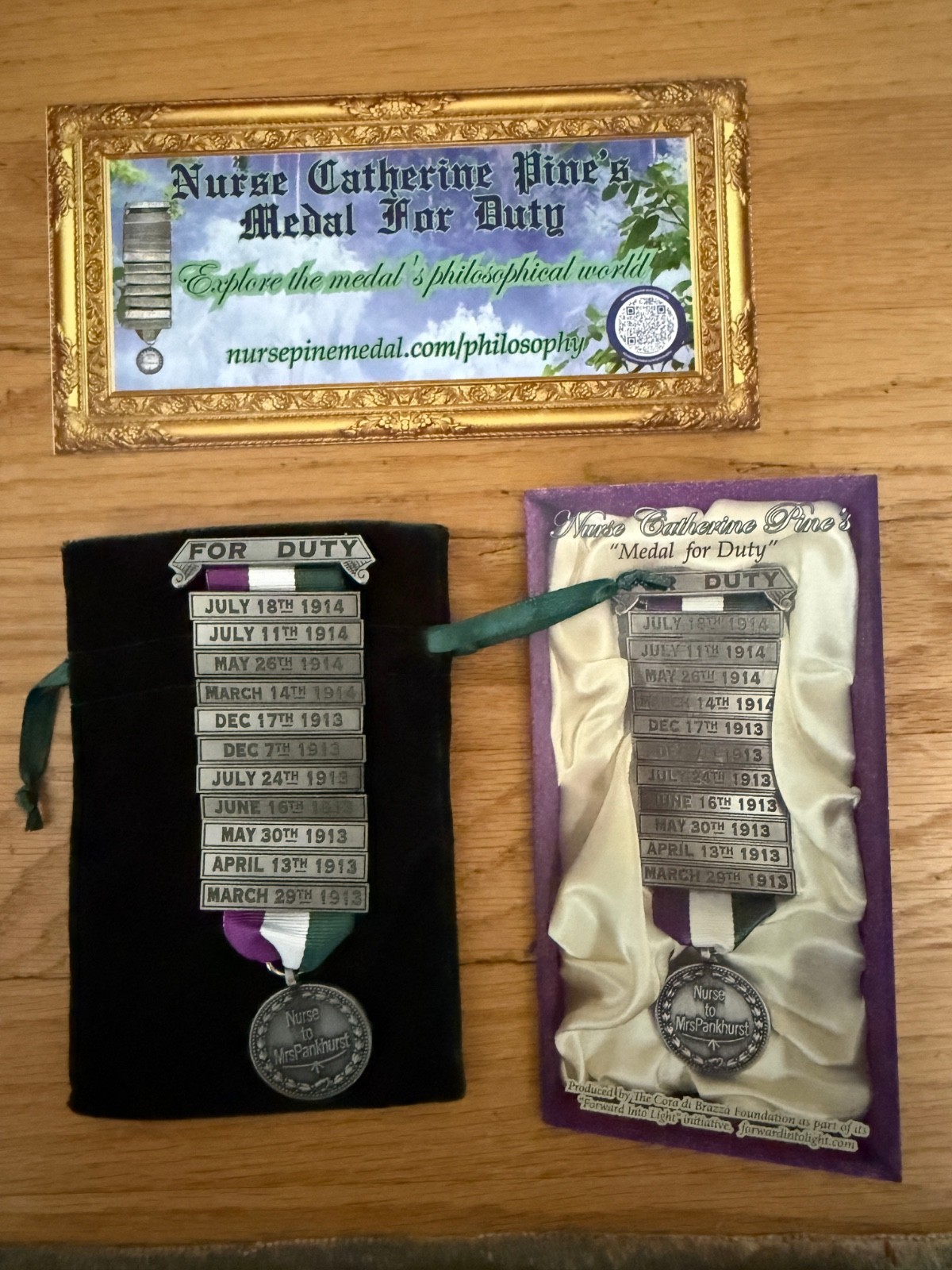 Suffragette Nurse Catherine Pine medal WSPU Florence Nightingale Nursing pin