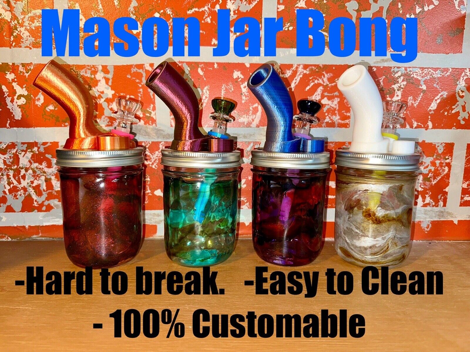 Water Pipe - Unique Mason Jar Glass  Ice Bong Customizable (read Description)