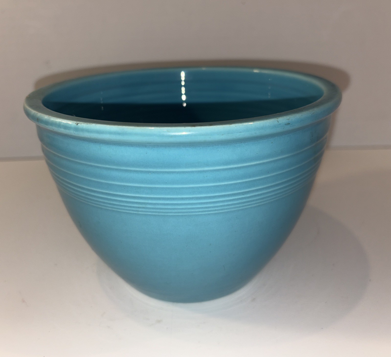 Vintage Fiesta Mixing Bowl # 3 Original Turquoise Early With Rings Inside Out