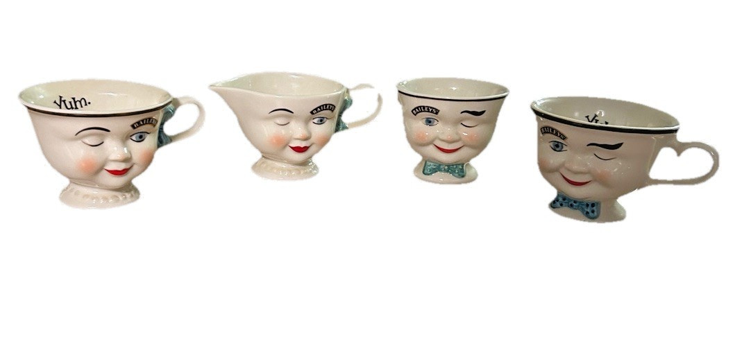Bailey's Irish Creamer & Sugar Bowl With 2 Mugs - 1 Male & 1 Female