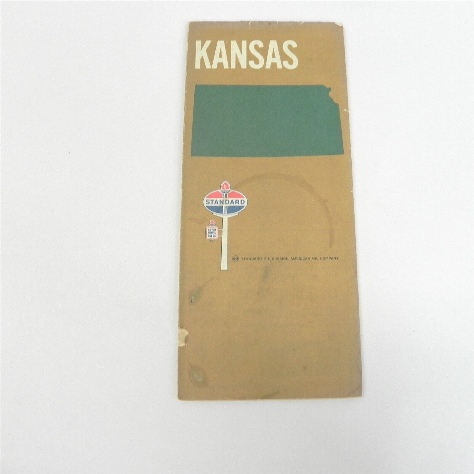 VINTAGE 1970 STANDARD GAS OIL COMPANY TOURING ROAD MAP OF KANSAS 18 X 25
