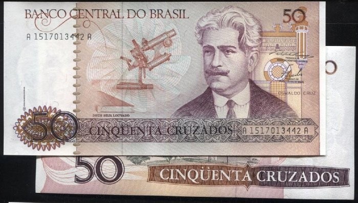 BRAZIL  P210a , 50-CRU , ND(1986) ,  UNC