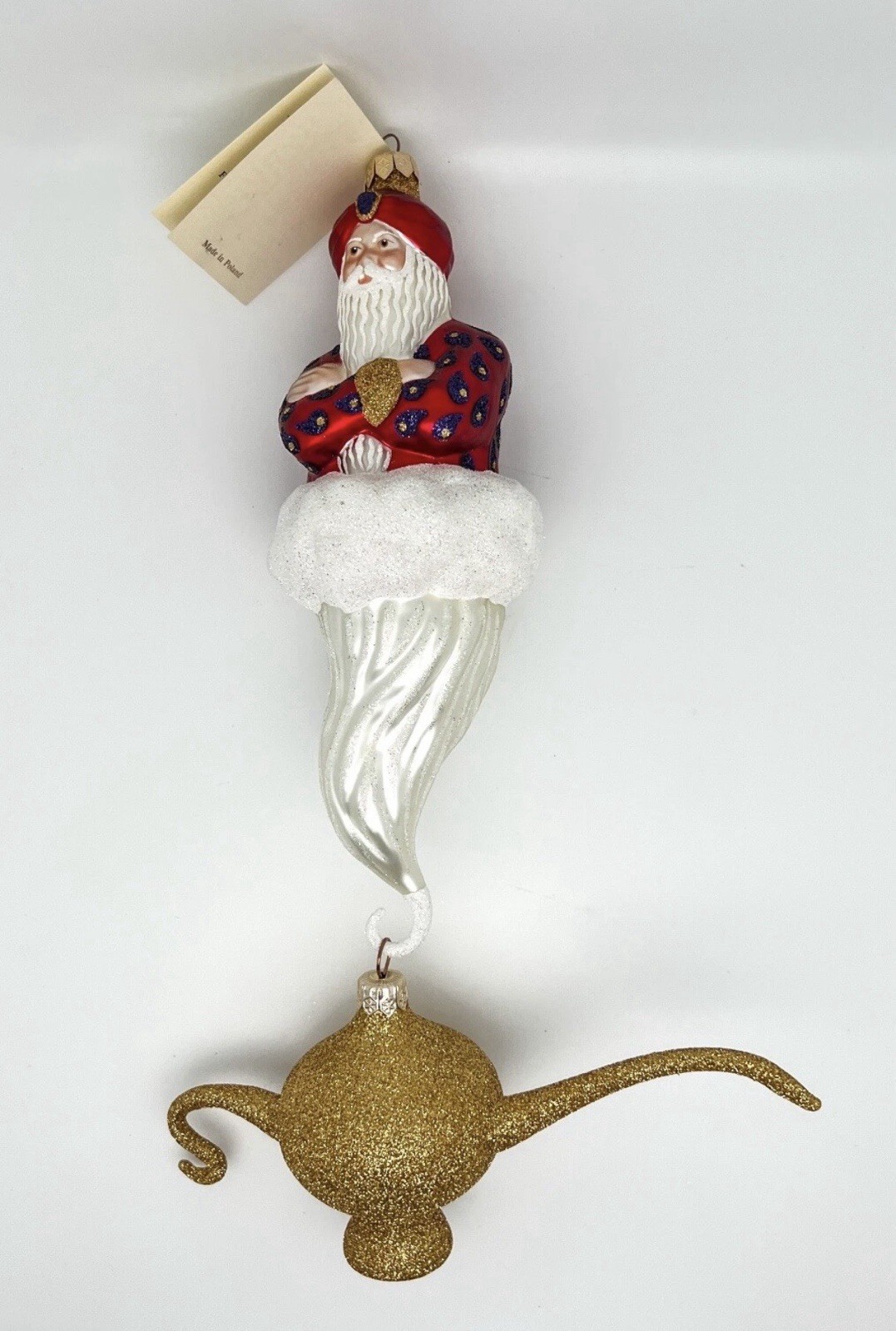 Patricia Breen Three Wishes Red 1999 Genie Lamp 12” Glass Ornament #9843 Poland