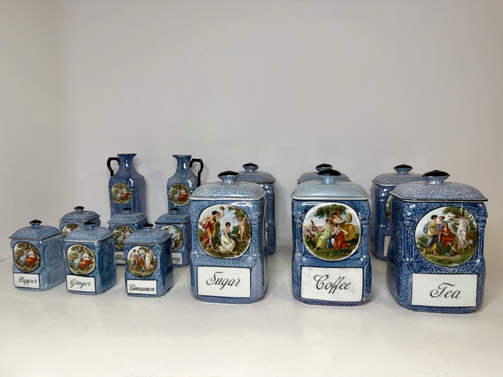 ANTIQUE 1918-1939 Victoria China Czechoslovakia 14 Pc Lusterware Canister Set 