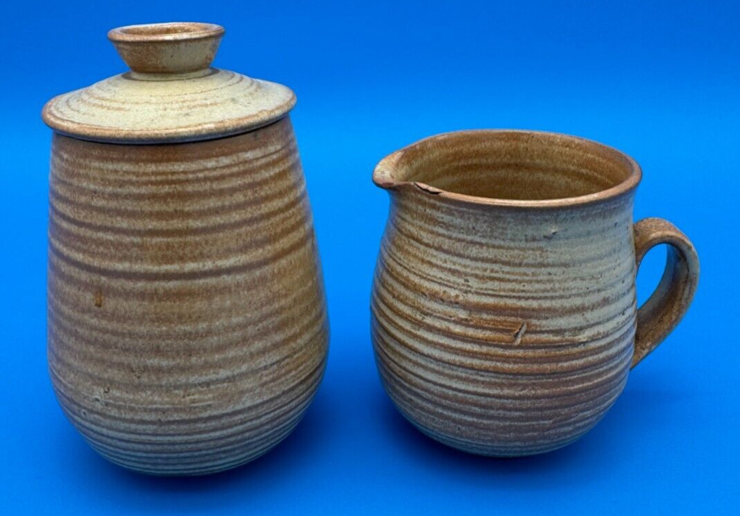 Bruce Eppelsheimer Studio Pottery Creamer & Sugar Bowl Set Vintage