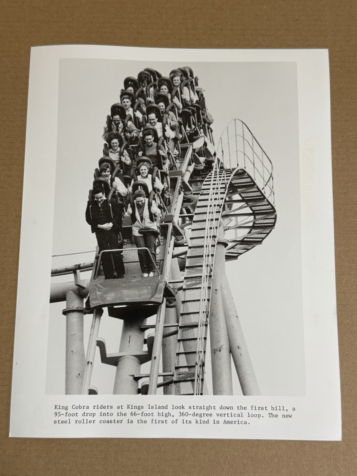 1984 Kings Island King Cobra Original 8x10 Press Photo Roller Coaster Ohio