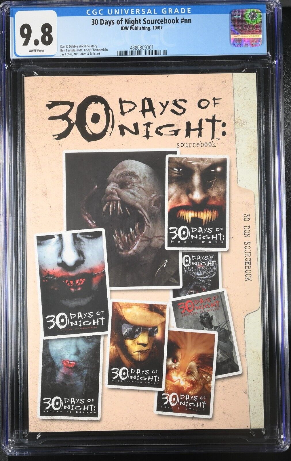 30 Days of Night Sourcebook #1 CGC 9.8 Horror Vampires Templesmith Wood 2007 IDW