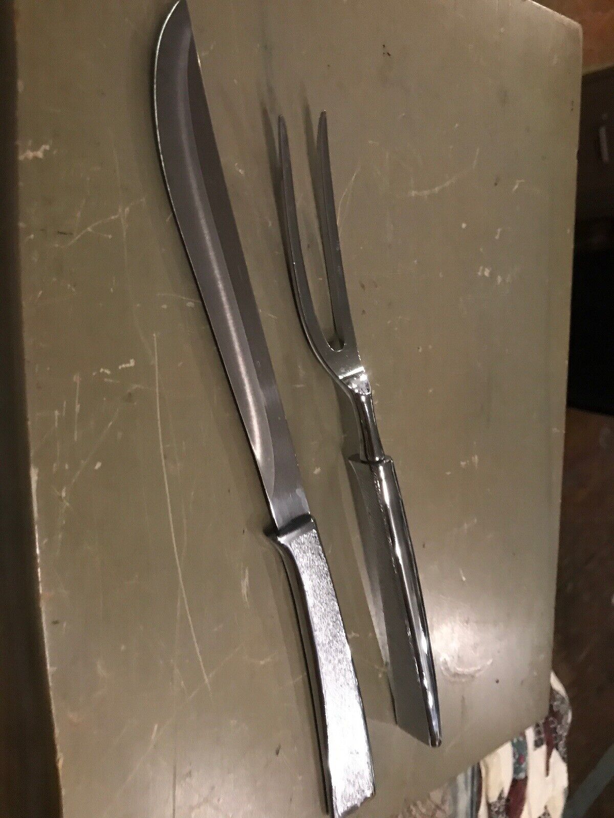 Vintage Mid Century Modern Carvel Hall Carving Fork Knife Set