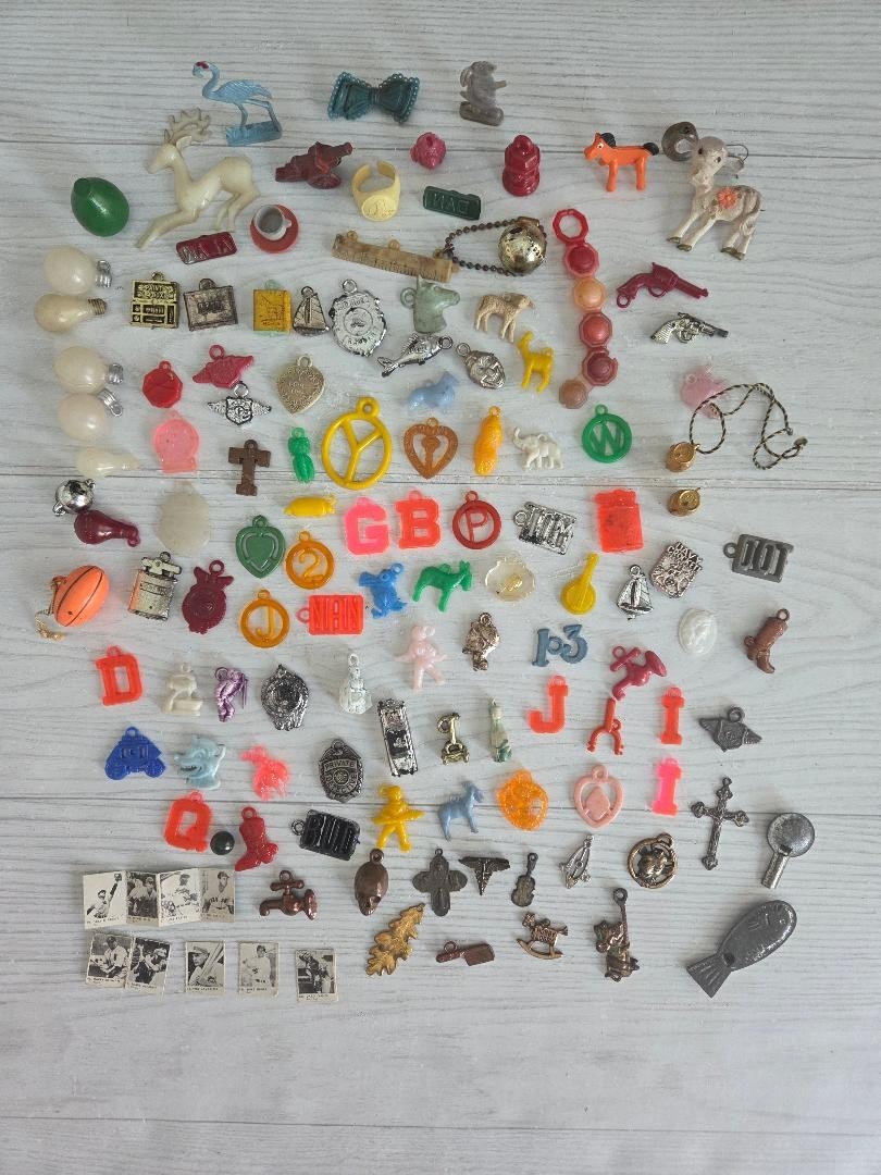 Set of 121 Vtg Cracker Jack Gumball Prize Toys Charms