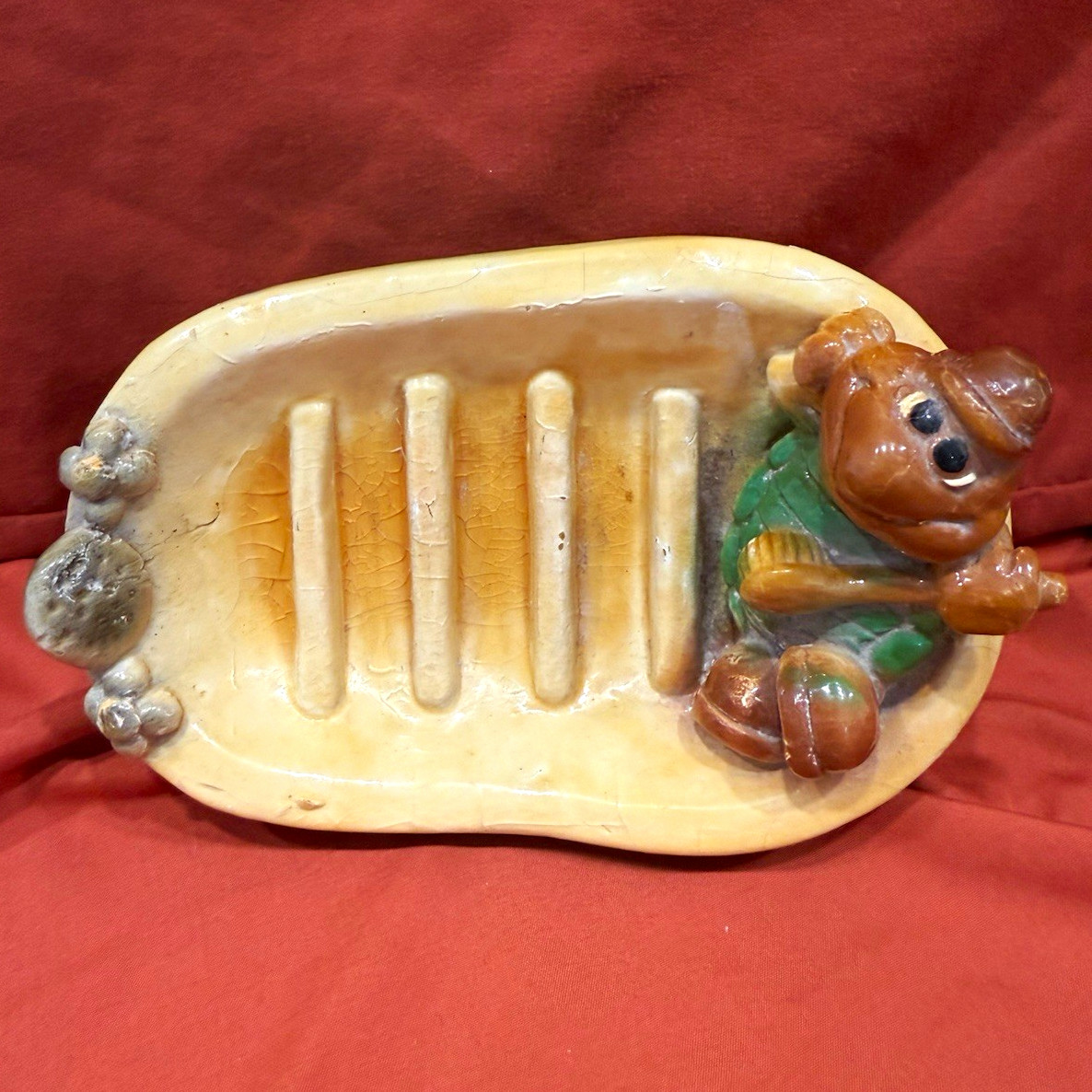 Vintage 1970’s Mylo Creations turtle clawfoot bathtub soap dish