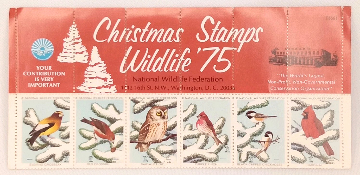 Vintage 1975 National Wildlife Federation Christmas Stamp Set Of 36 Never Hinged