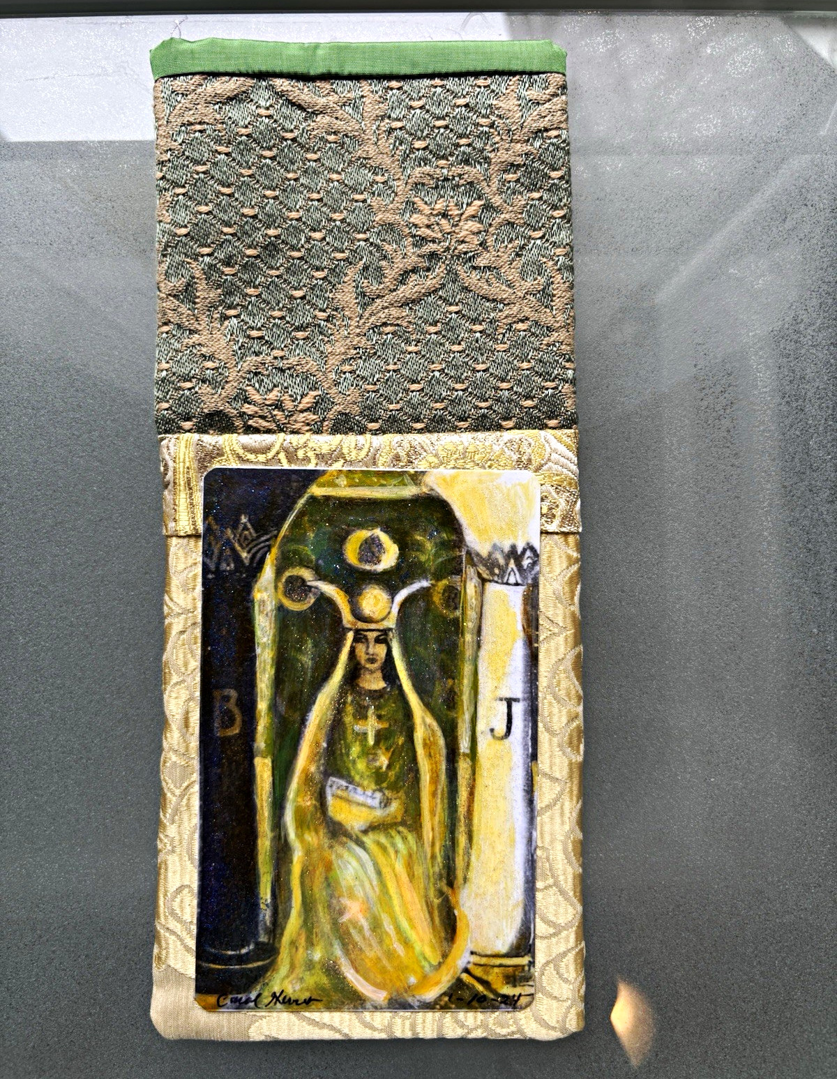 Ceremonial Aces , Four tarot cards ,with High Priestess Card Ritual Pouch 