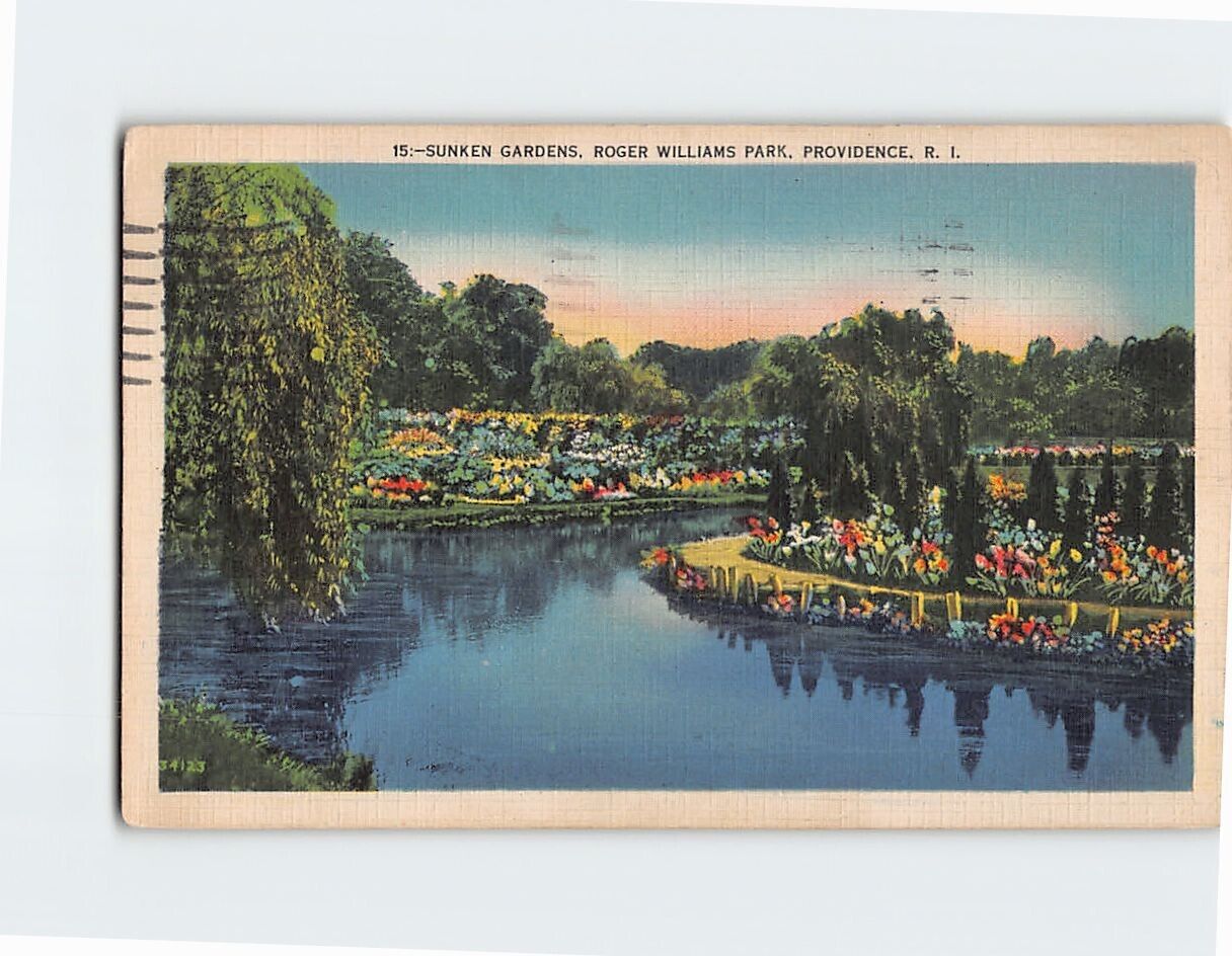 Postcard Sunken Gardens Roger Williams Park Providence Rhode Island USA