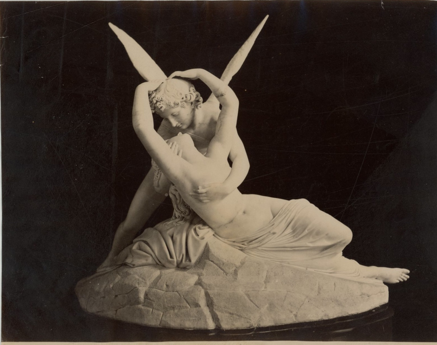 Italy, Psyche and Cupid Vintage Albumen Print, Italy Albumen Print 21x2