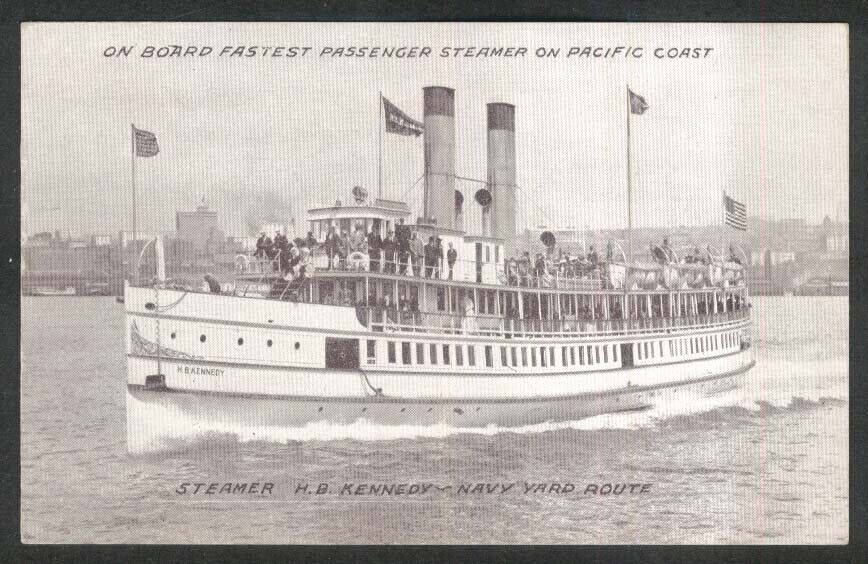 Passenger Steamer H B Kennedy Navy Yard Route postcard 1920s