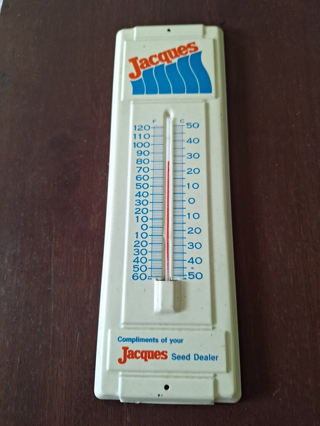 Vintage Metal Jacques JX Hybrids Thermometer Farm Ag Seed Corn Dealer 14 inches