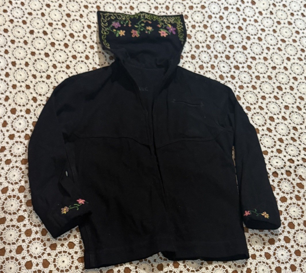 Vintage US Navy Sailor Wool Uniform Crackerjack Shirt Shacket Floral Embroidery