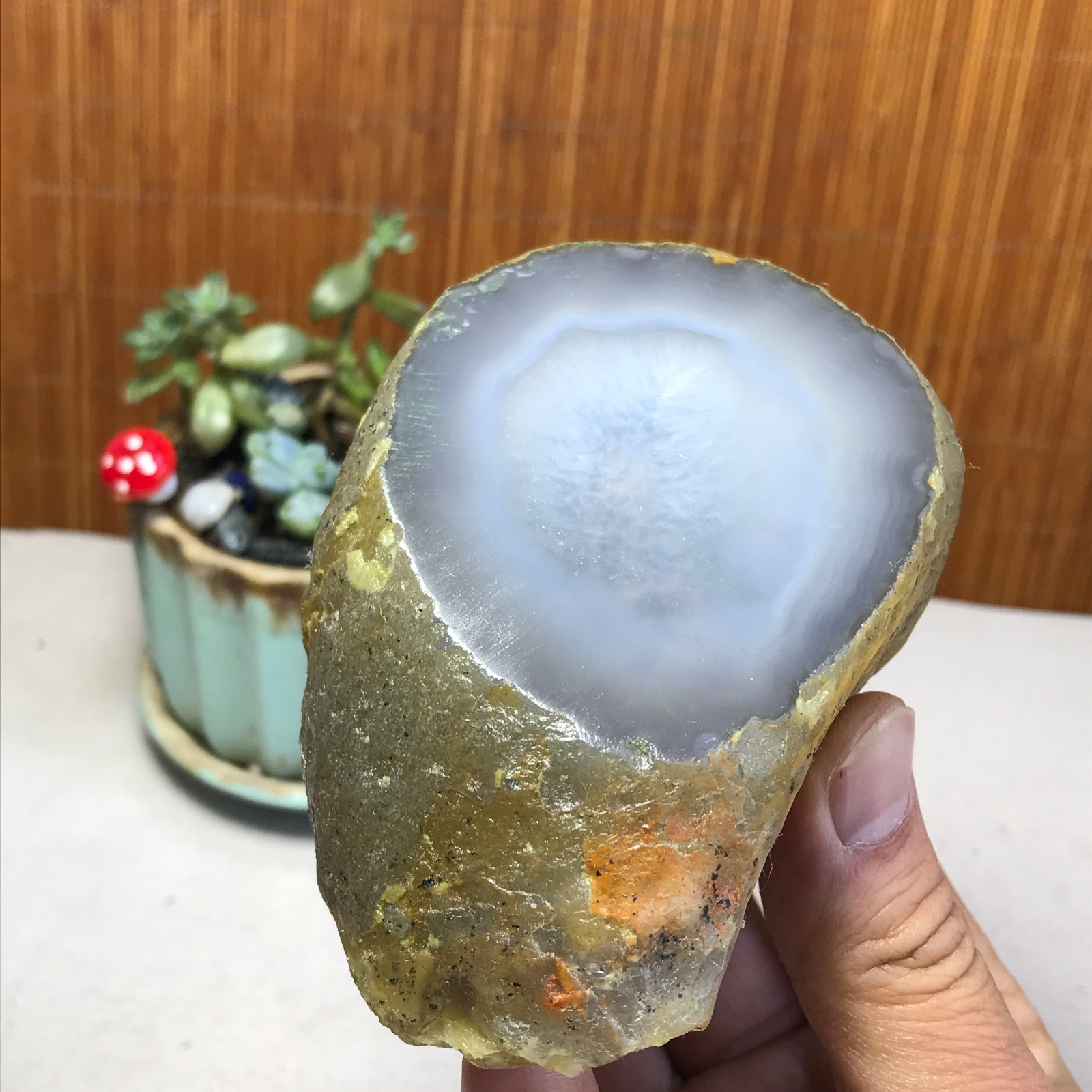 492g Natural Enhydro Mobile water bladder agate chalcedony moving Specimen A5670