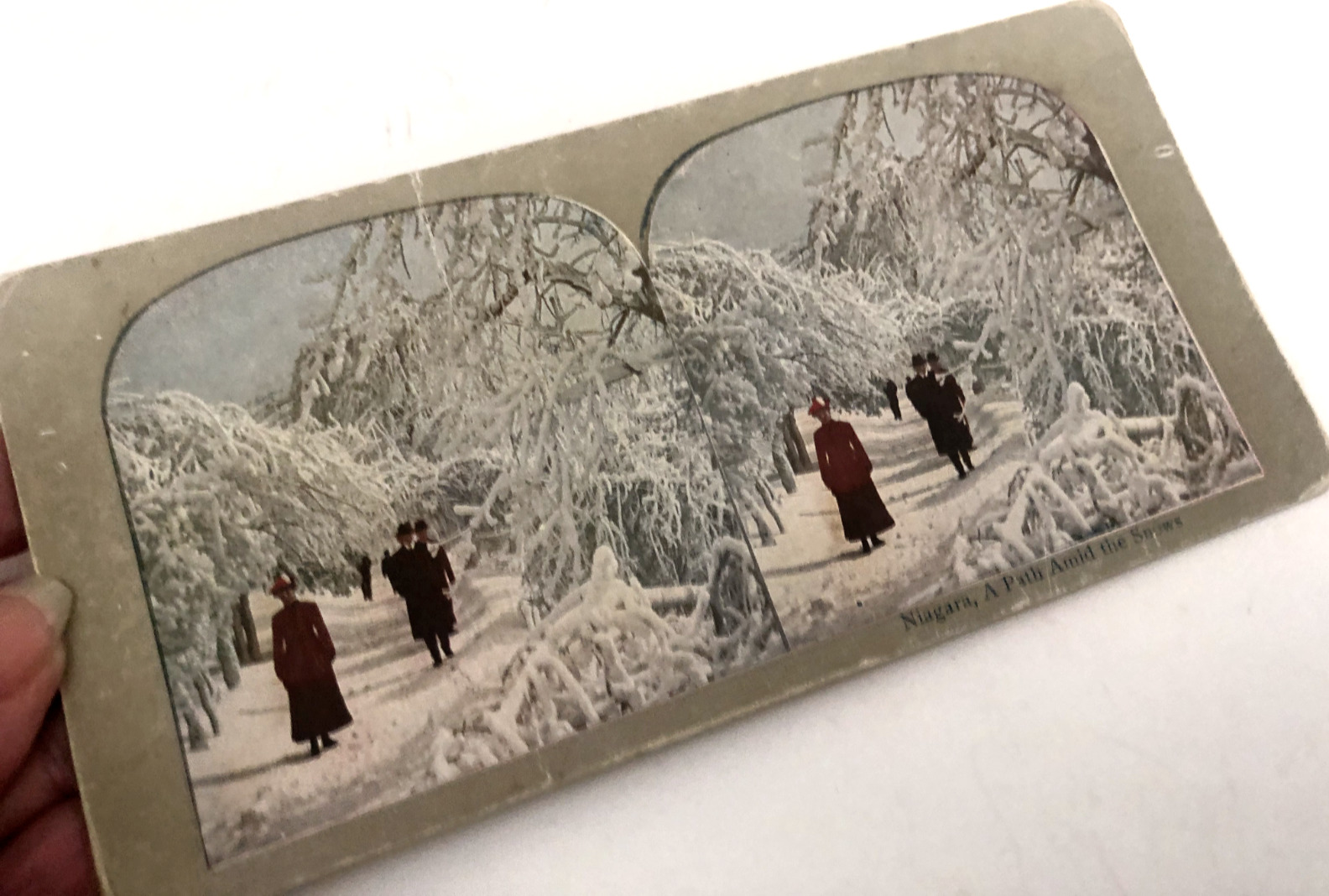 Vtg VICTORIAN Stereoscope StereoView Cards NIAGRA FALLS A Path Amid the Snows