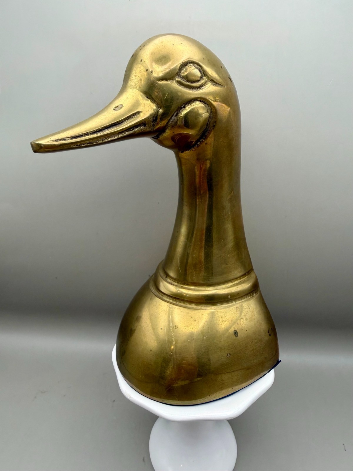 VTG Solid Brass Mallard Duck Head Bookend 6.5\