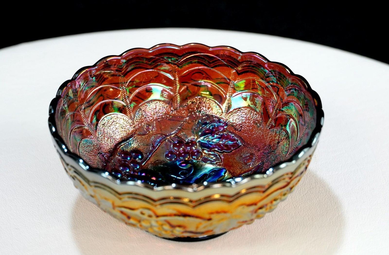Imperial Iridescent Amethyst Carnival Glass Imperial Grape 4 5/8