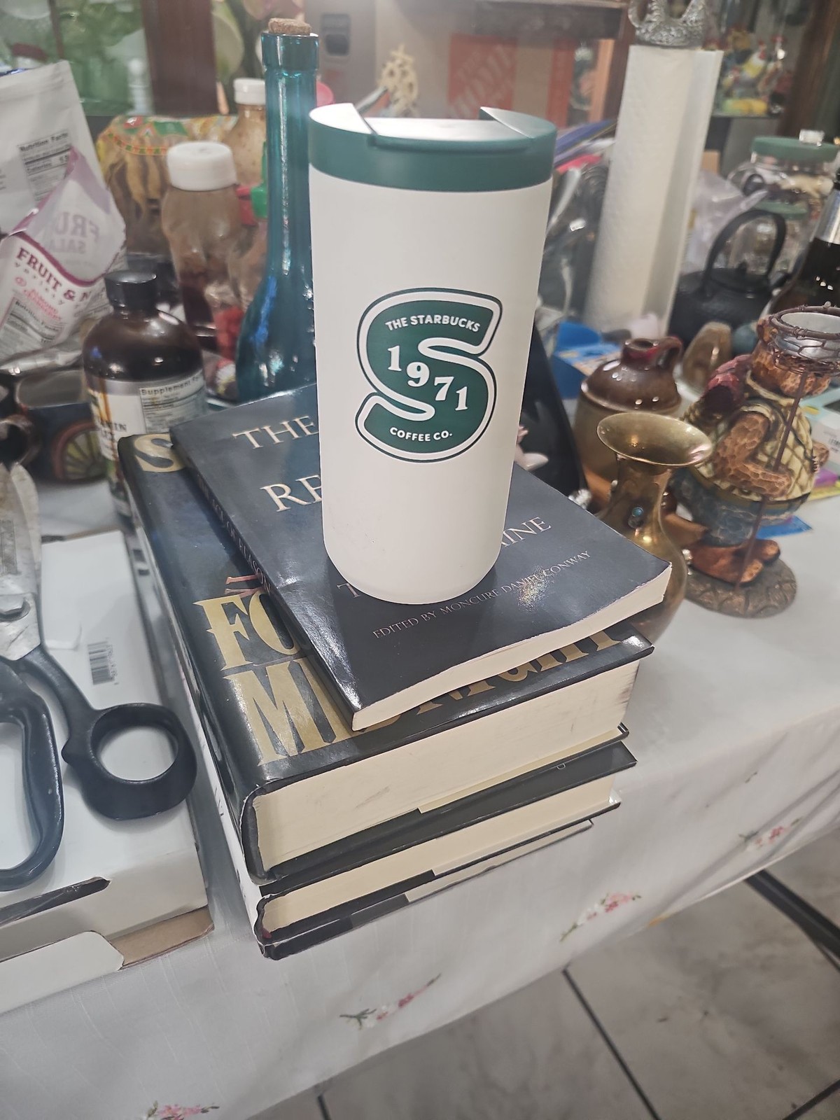 Starbucks 1971 Heritage Coffee Co. White & Green Stainless Steel Tumbler