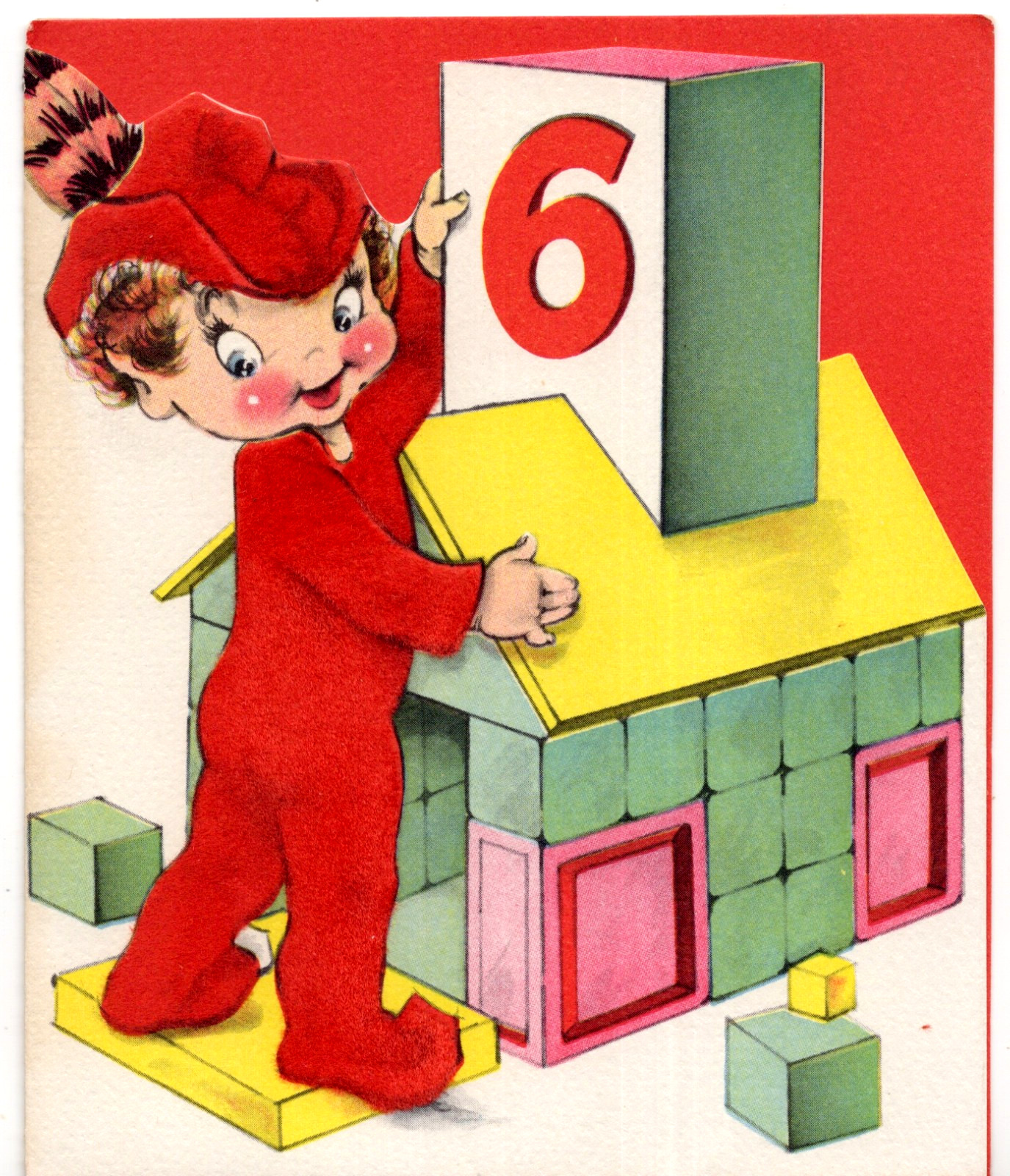 Vintage Flocked PIXIE Card, Happy Birthday, NORCROSS